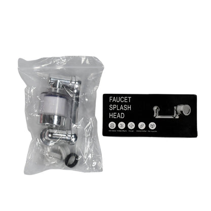 The rotating faucet sprayer nozzle showing its dual water flow outlets.
