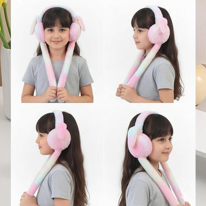 Feature shot highlighting soft plush fabric in kids winter earmuffs