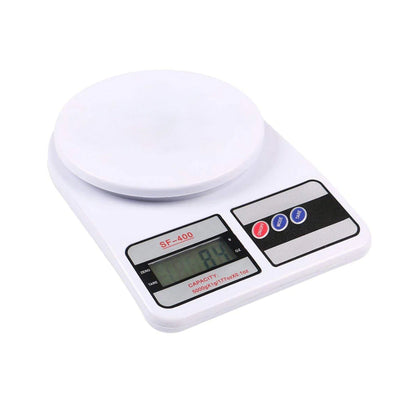 Sleek 10 kg digital kitchen scale with a user-friendly interface.