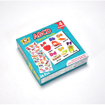 Packaged set of ABC learning puzzles, ready for gifting to kids.