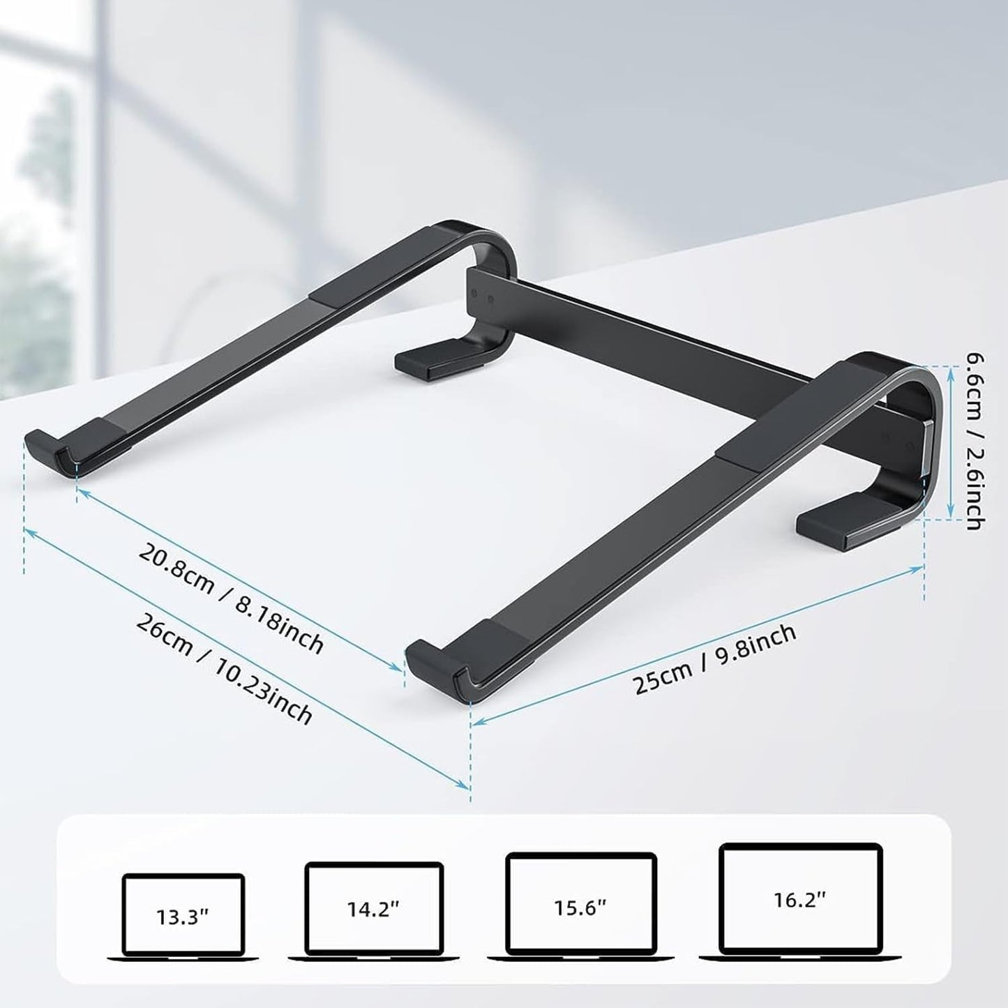 Sturdy metal laptop stand providing firm laptop support