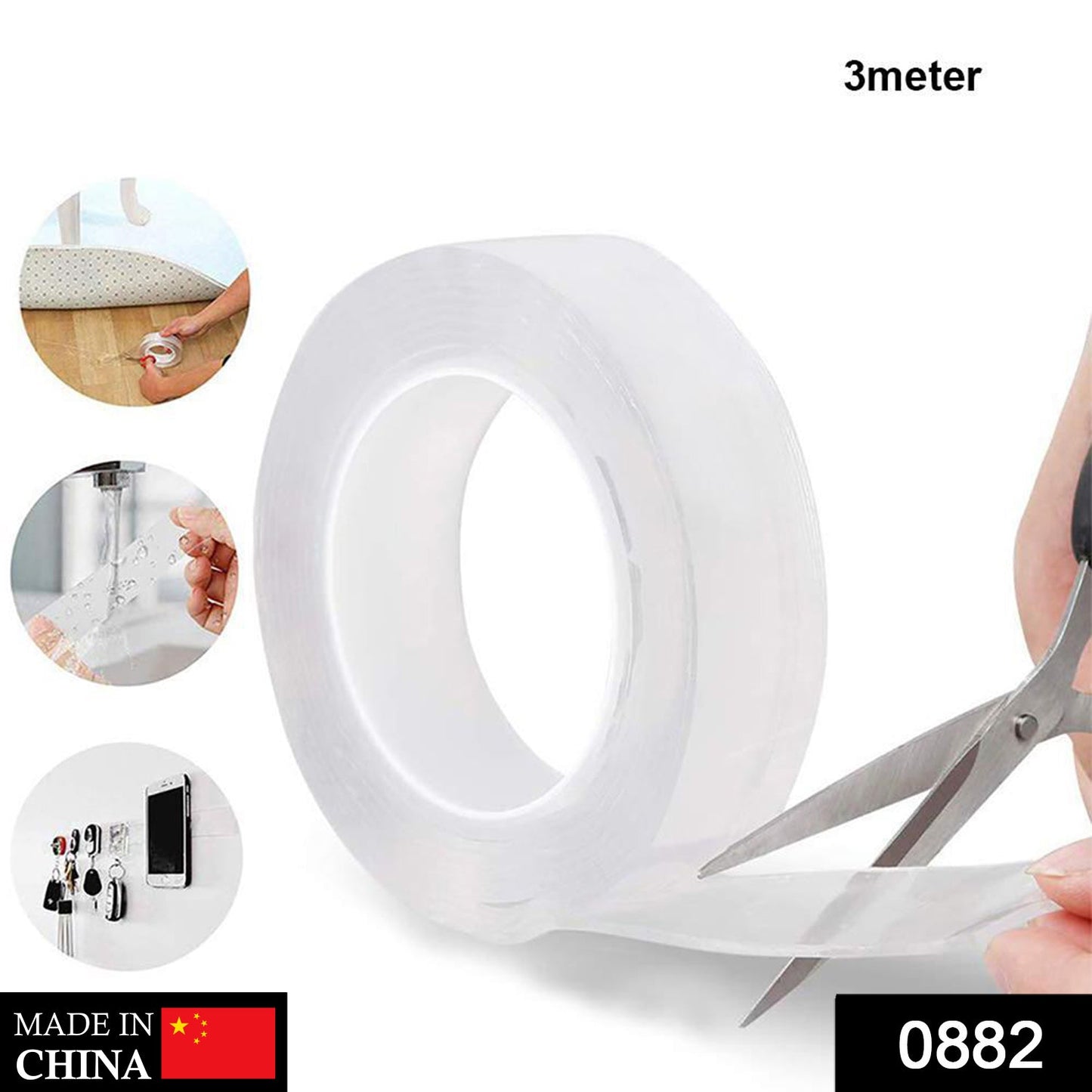 Roll of clear double-sided nano gel tape ready for use.
