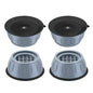 Set of four anti vibration pads with suction cup feet for washing machines.