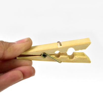 A full set of heavy-duty bamboo cloth clips, showcasing their robust construction.