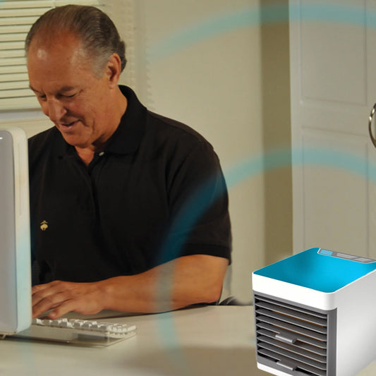 Mini Portable Air Cooler providing a refreshing breeze.
