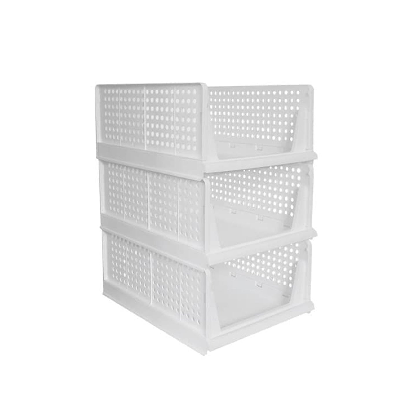 Stackable 3-layer closet organizer, perfect for efficient wardrobe clothes storage and decluttering.