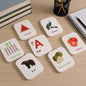 Early learner flashcard set showing colorful educational cards