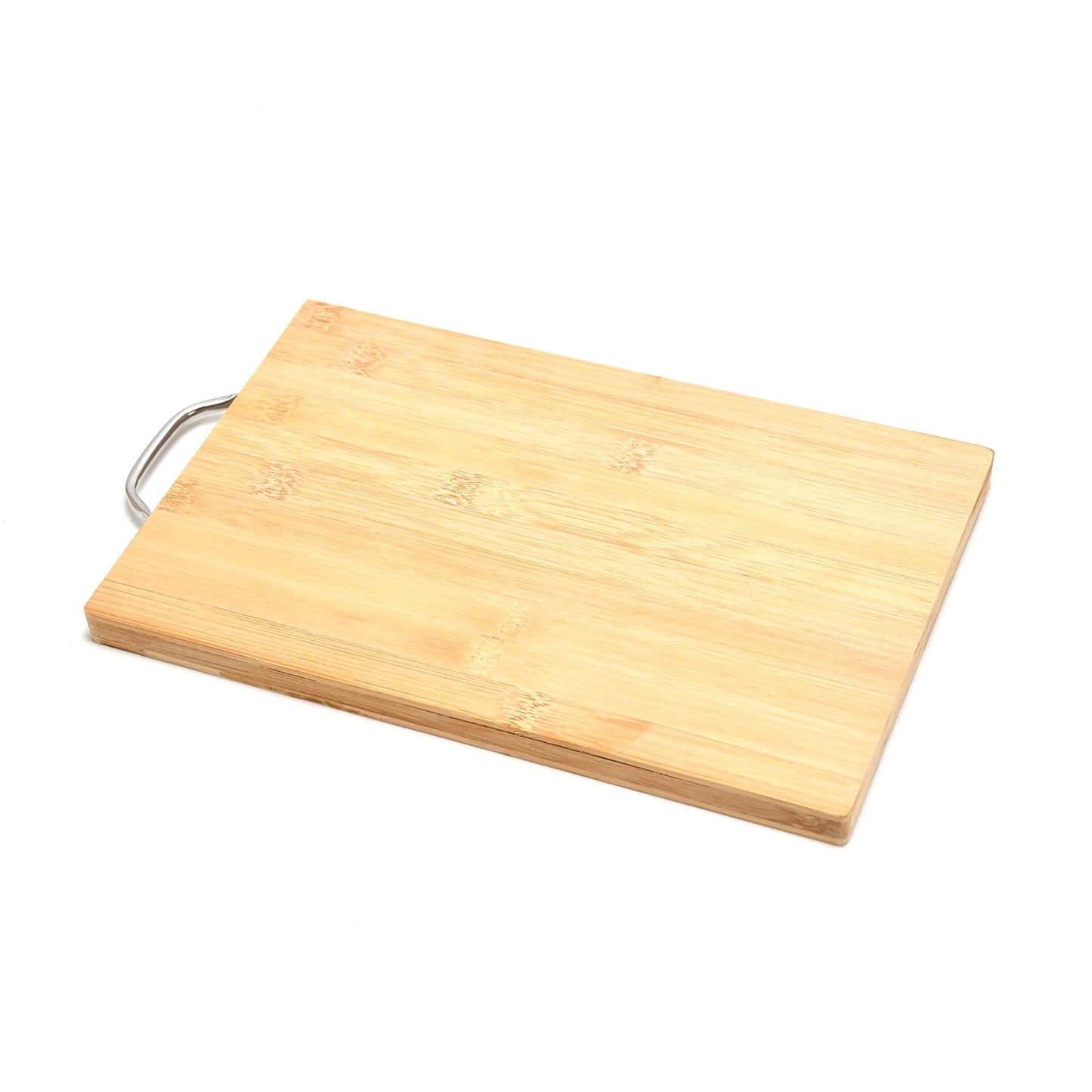 Bamboo chopping board displayed in a modern kitchen setting.