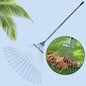 Full view of the adjustable stainless steel garden rake with its telescopic handle.