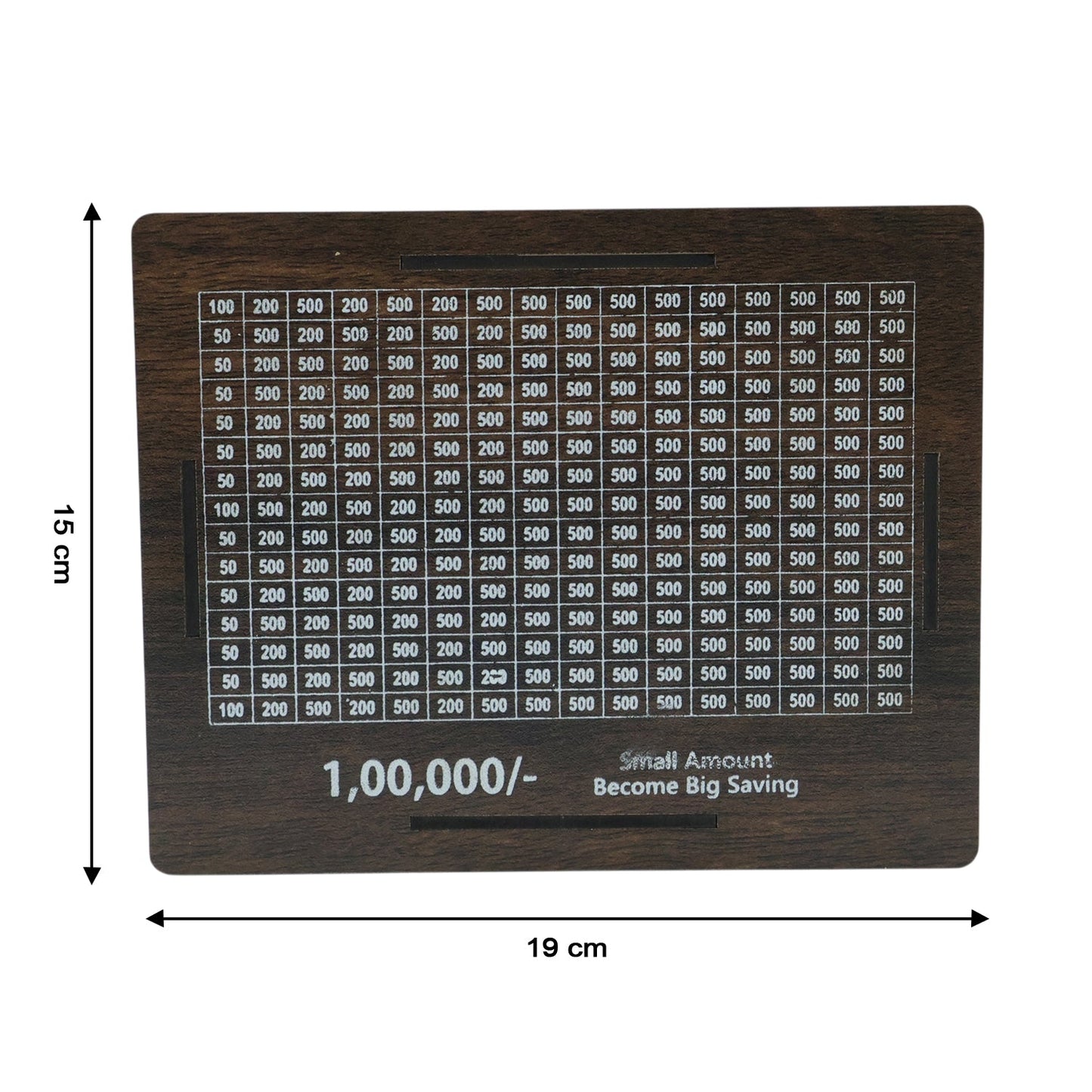 Close-up of wooden piggy bank with coins