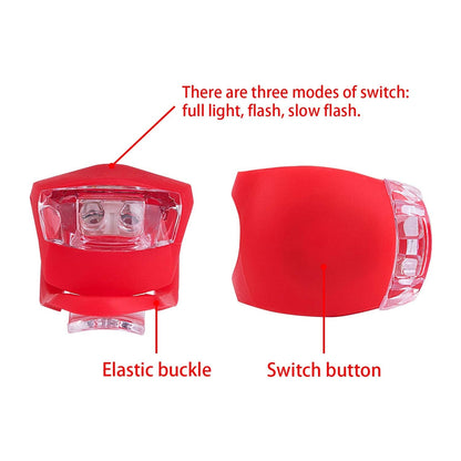 Vibrant glow of the silicone bike lights, ensuring enhanced visibility for cyclists in low light.