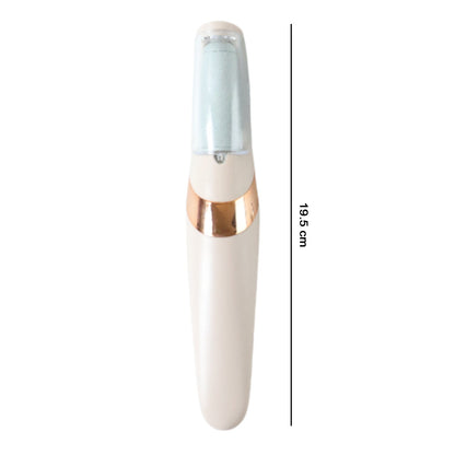 Top view of the sleek Flewless Pedi electronic foot file, ready for use.