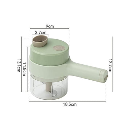 Portable electric food chopper and slicer, ideal for busy kitchens.