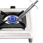 Close-up of a sleek stainless steel electronic gas lighter.
