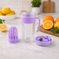 Clear glass tumbler with handle, lid, and straw for cold beverages.