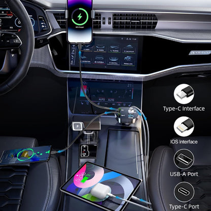 Comparison shot highlighting features of 4-in-1 car charger