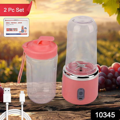 Woman using Grippy Portable Juicer Blender to make a fresh fruit smoothie.