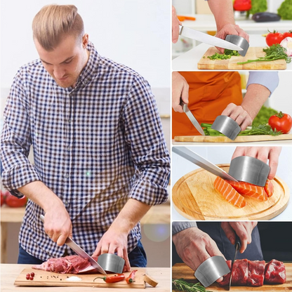 Detailed view of the high-quality stainless steel material of the kitchen finger guard.