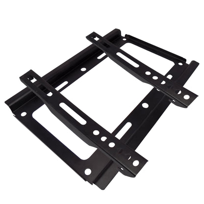 Front view of the universal TV wall mount with mounting hardware.