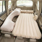 Main view of portable beige car air mattress set for travel and camping