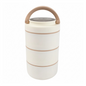 A three-layer Ganesh stainless steel lunch box, shown from the front with its secure lid.