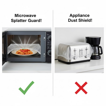 Transparent plastic furniture cover ideal for moving or long-term storage.