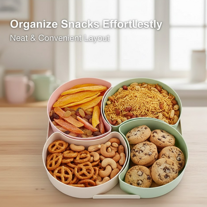 Side profile of the multi-compartment dry fruit organizer, showing its generous capacity.