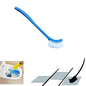 Ergonomic toilet cleaning brush with flexible bristles for effective scrubbing.