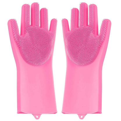 Vibrant multicolor silicone cleaning gloves for versatile home use.
