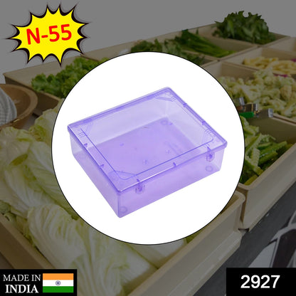 Transparent storage box with a secure lid, showcasing its robust design.