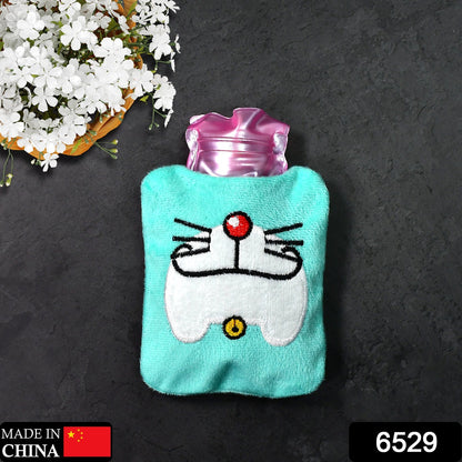 Close-up of the Doremon hot water bag featuring its cartoon character design.