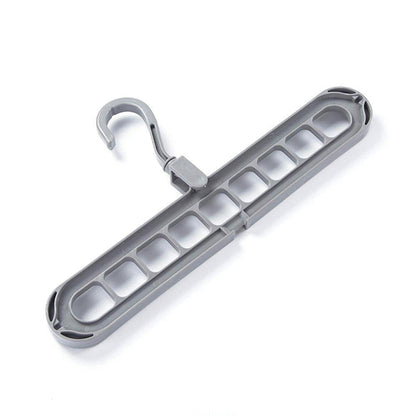 The durable plastic hanger demonstrating its 360-degree rotating hook for versatile use.
