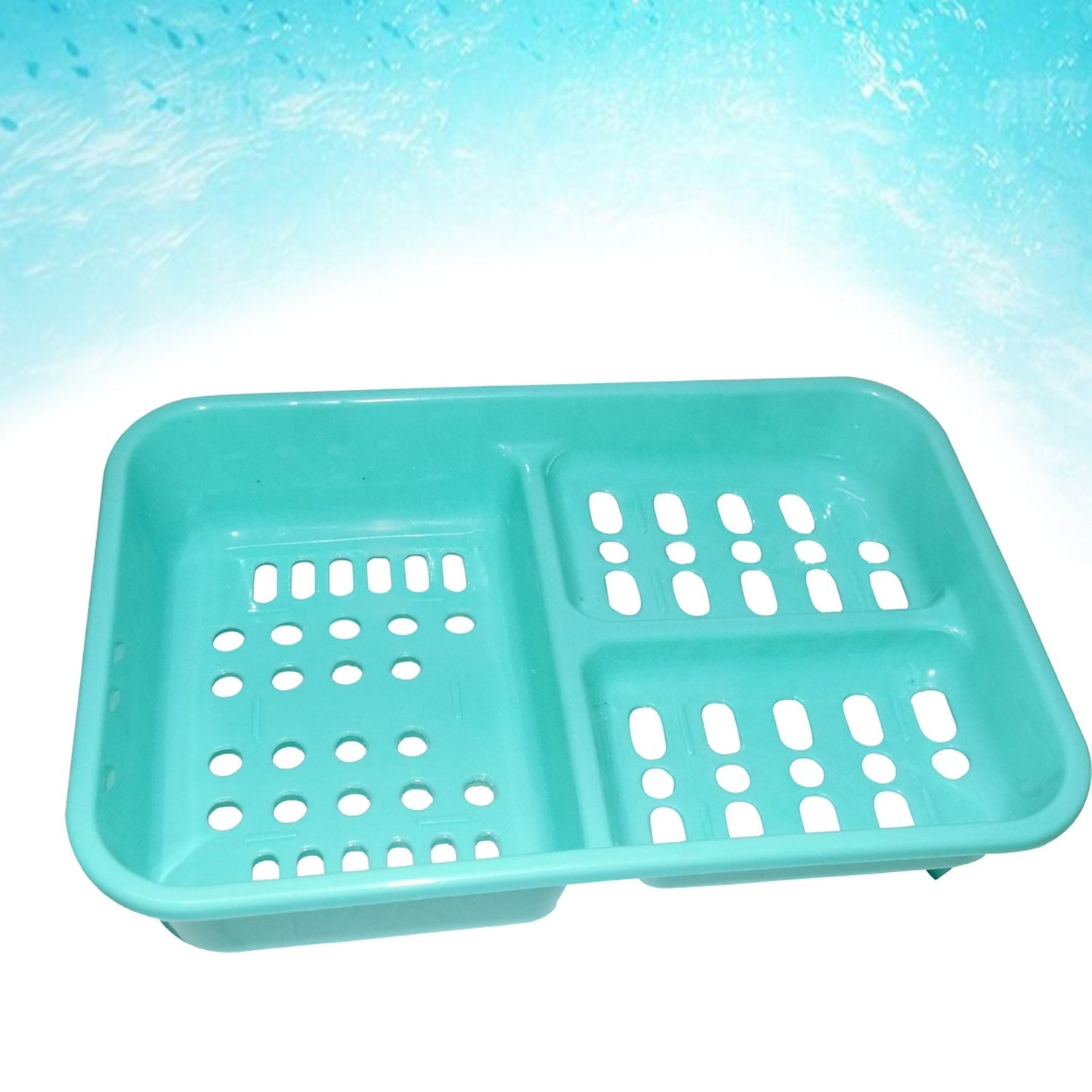 Front view of the triple compartment soap case, showcasing its self-draining design.