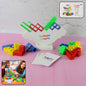 Tumble tower balancing blocks game set with colorful pieces and balance board