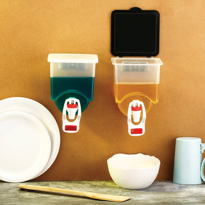 Front view of the 1100ml wall mounted oil dispenser showing its sleek design.