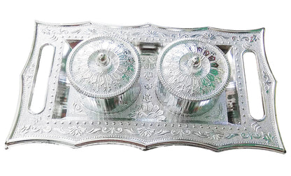 Elegant Mukhwas Dani Tray with a lid, showcasing its decorative multi-storage design.