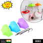 Colorful umbrella wall hook neatly organizing keys and small accessories on a plain wall.