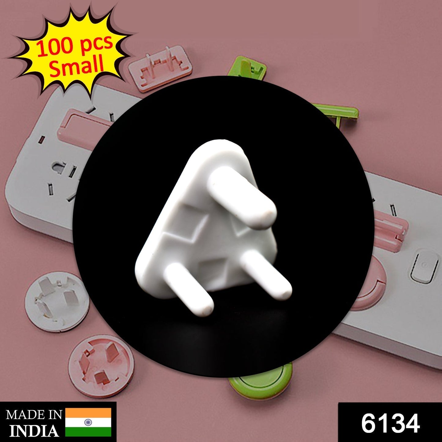 Close-up of a single baby socket cover, showing its smooth design for effective baby proofing.