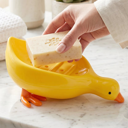 Playful duck-shaped plastic soap holder box from