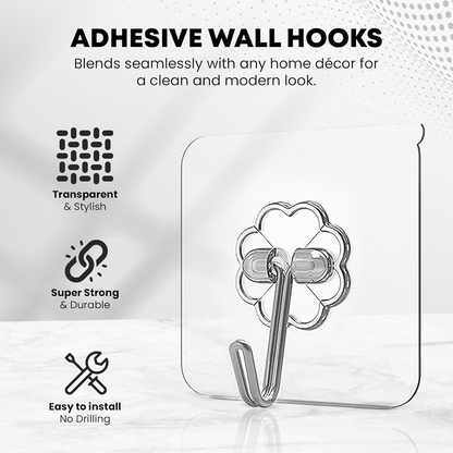 Diagram showing 6cm length and width of the stainless steel adhesive hook.