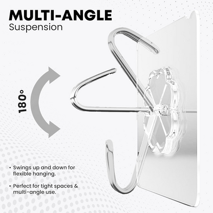 Simple peel-and-stick installation steps for the stainless steel adhesive hook.