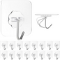 Transparent heavy duty adhesive wall hooks 10 piece set with flower design