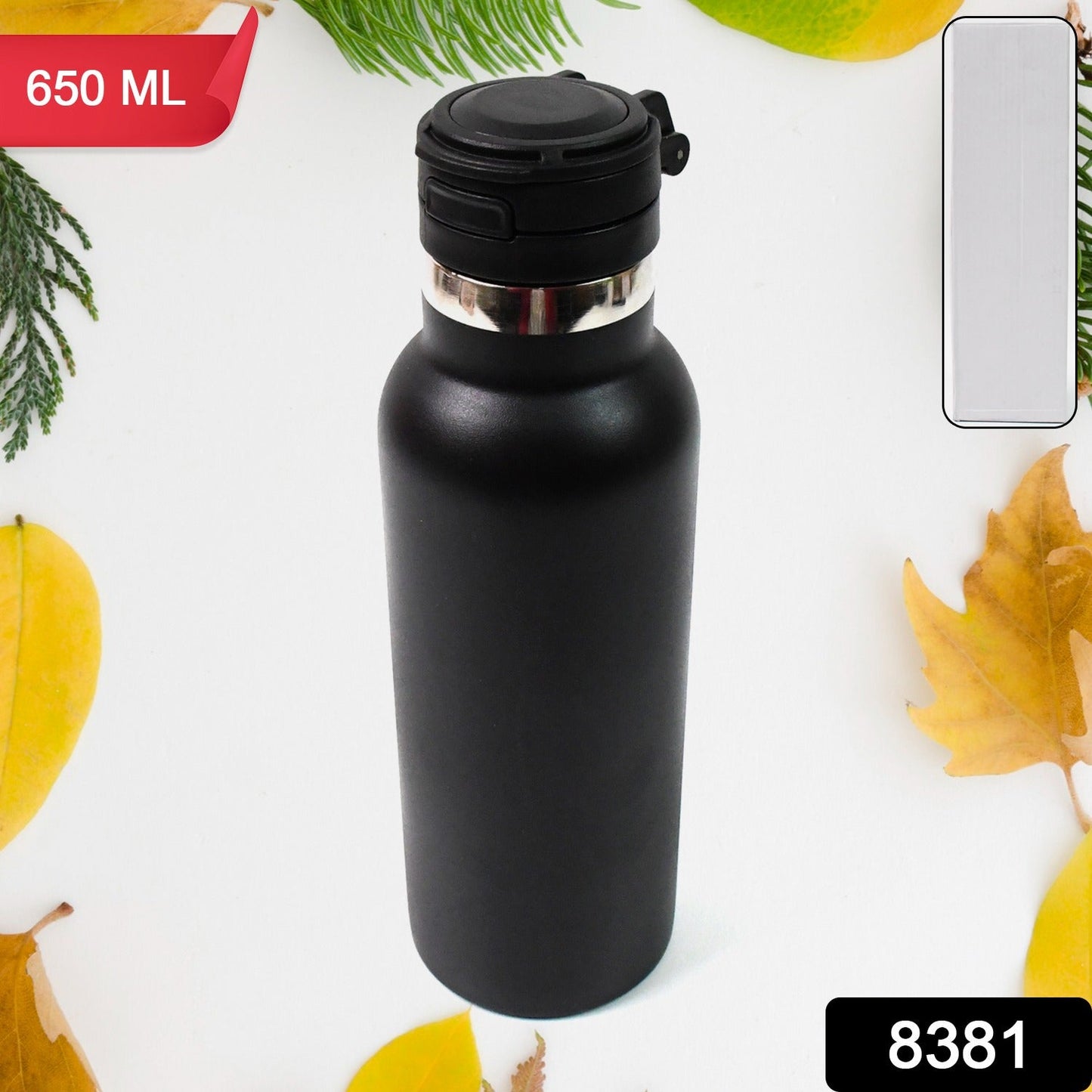 Colorful FrostyFriends kids insulated stainless steel water bottle side view