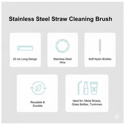 Ergonomic handle of the stainless steel straw cleaner.