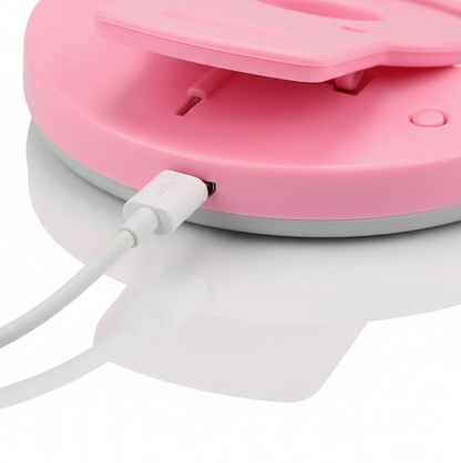 Graphic highlighting key features and benefits of the portable ring light.