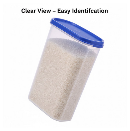 Close-up view of the secure, airtight seal on a transparent food storage container.