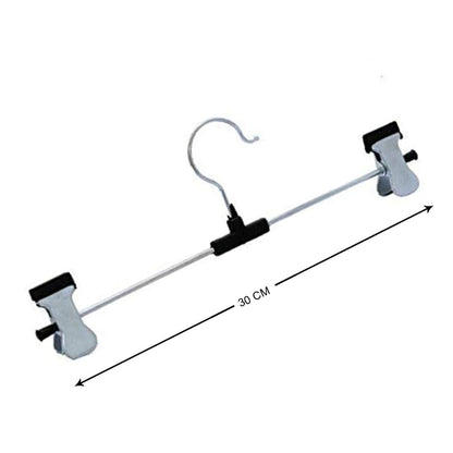 Black rubber-coated, non-slip anti-rust clips on a sturdy stainless steel hanger.