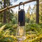 Solar & Type-C rechargeable camping lamp with vintage LED bulb for outdoor use