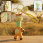 Giraffe cartoon keychain with flexible spring neck bobble feature