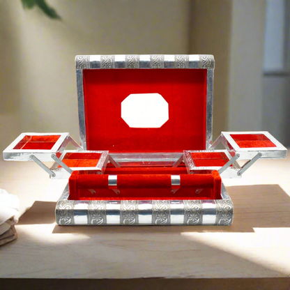 Elegant wooden bangle box with multiple compartments for organized storage.